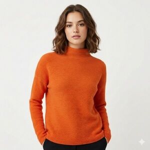 Kinross Cashmere Cashmere Turtleneck Ribbed Knit Sweater Orange S